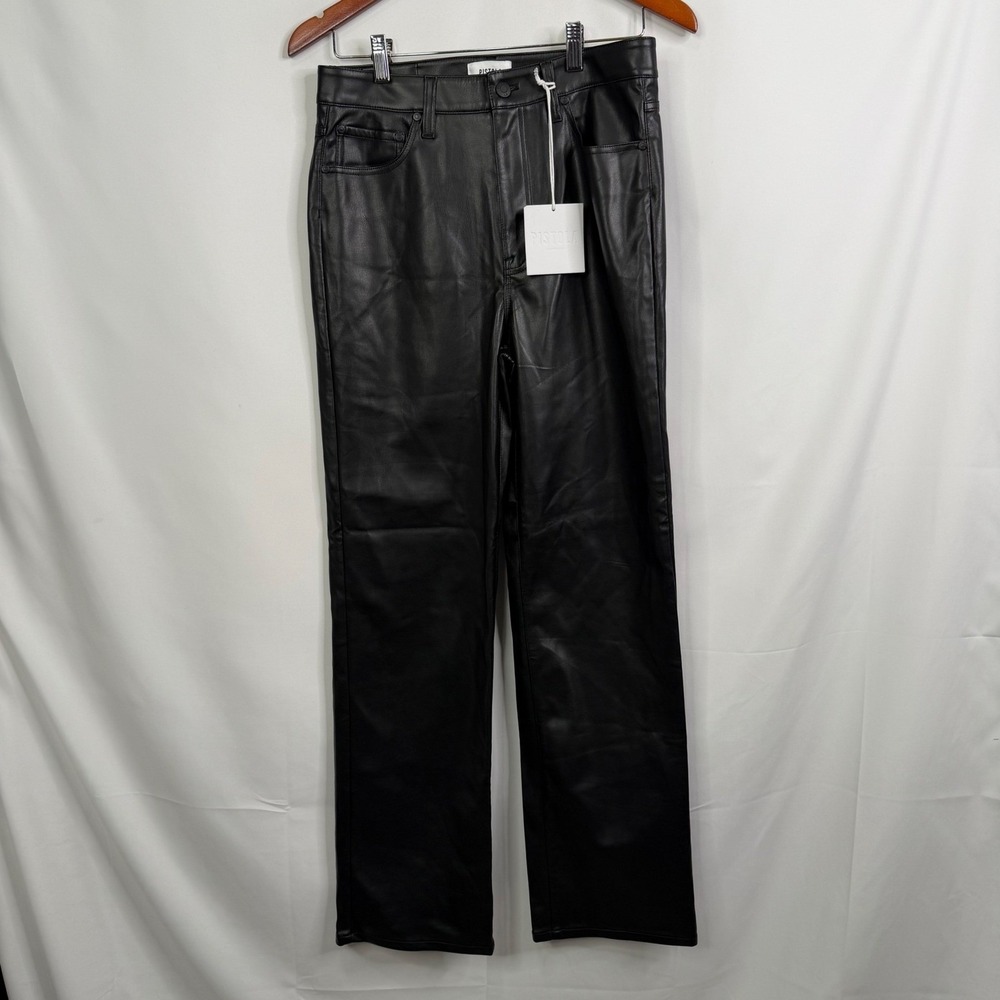 Pistola Lennon High Rise Straight Leg Vegan Leather Pants Black‎ Size 29 NWT - Picture 4 of 9